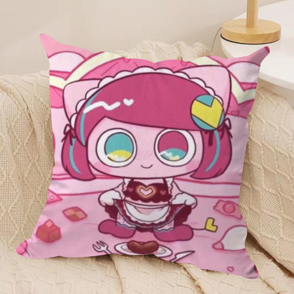 Cartoon P-PepoyoS Cushion Cover Silky Short Plush Double-Sided Printed Pillow Case for Sofa All Seasons Home Decor Gift