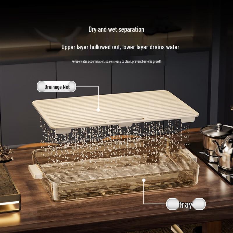 Household Dual-Layer Draining Tea Tray