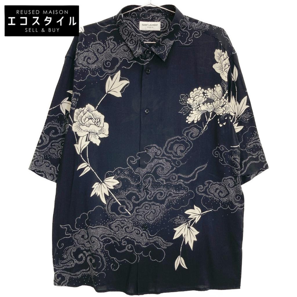 SAINT LAURENT PARIS 2021 Floral Rayon Shirt 686551 tops 40 blackUsed