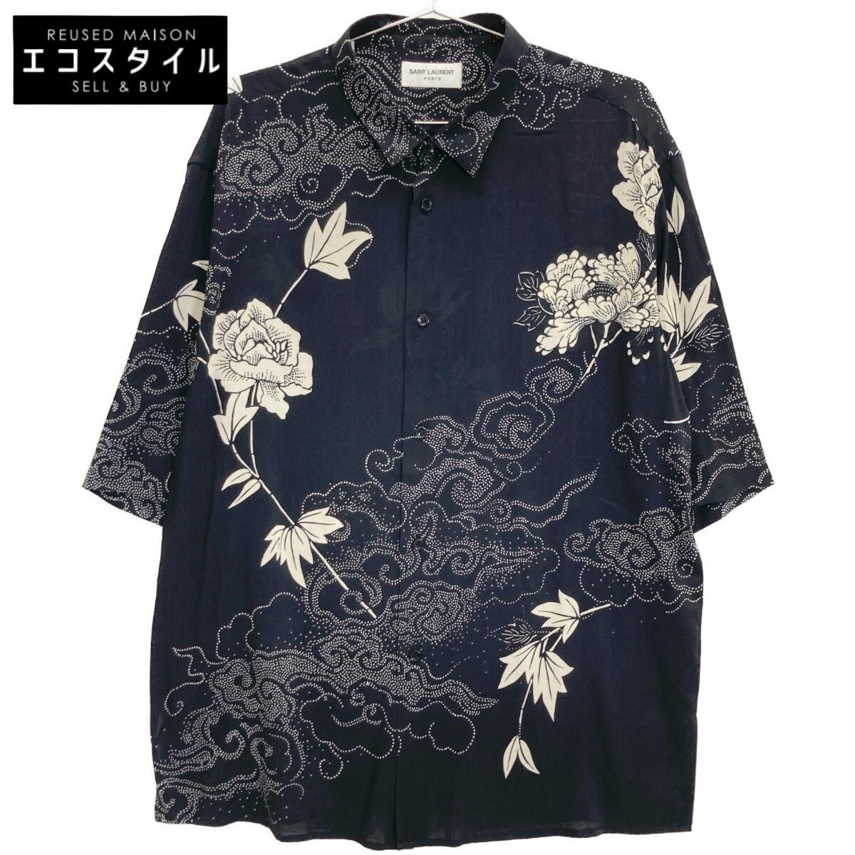 

SAINT LAURENT PARIS 2021 Floral Rayon Shirt 686551 tops 40 blackUsed