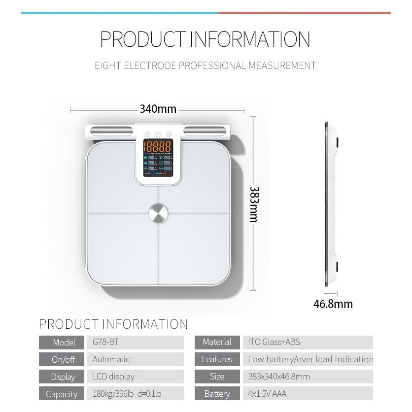 Bluetooth Electronic Scale Smart Scale LED Display Fat BMI Digital Monitor Body Weight Measurement Device