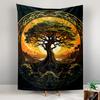 Tapestry Tree Of Life Golden Sunset Celtic Circle Nature Mystical Wall Hanging for Spiritual Living Room Decor