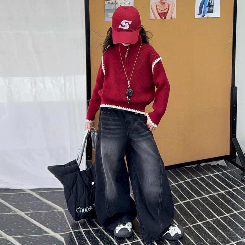 

Вязаный свитер для девочек Осень-Зима 2025 - Стильный утолщенный топ для детей старшего возраста 170 cm