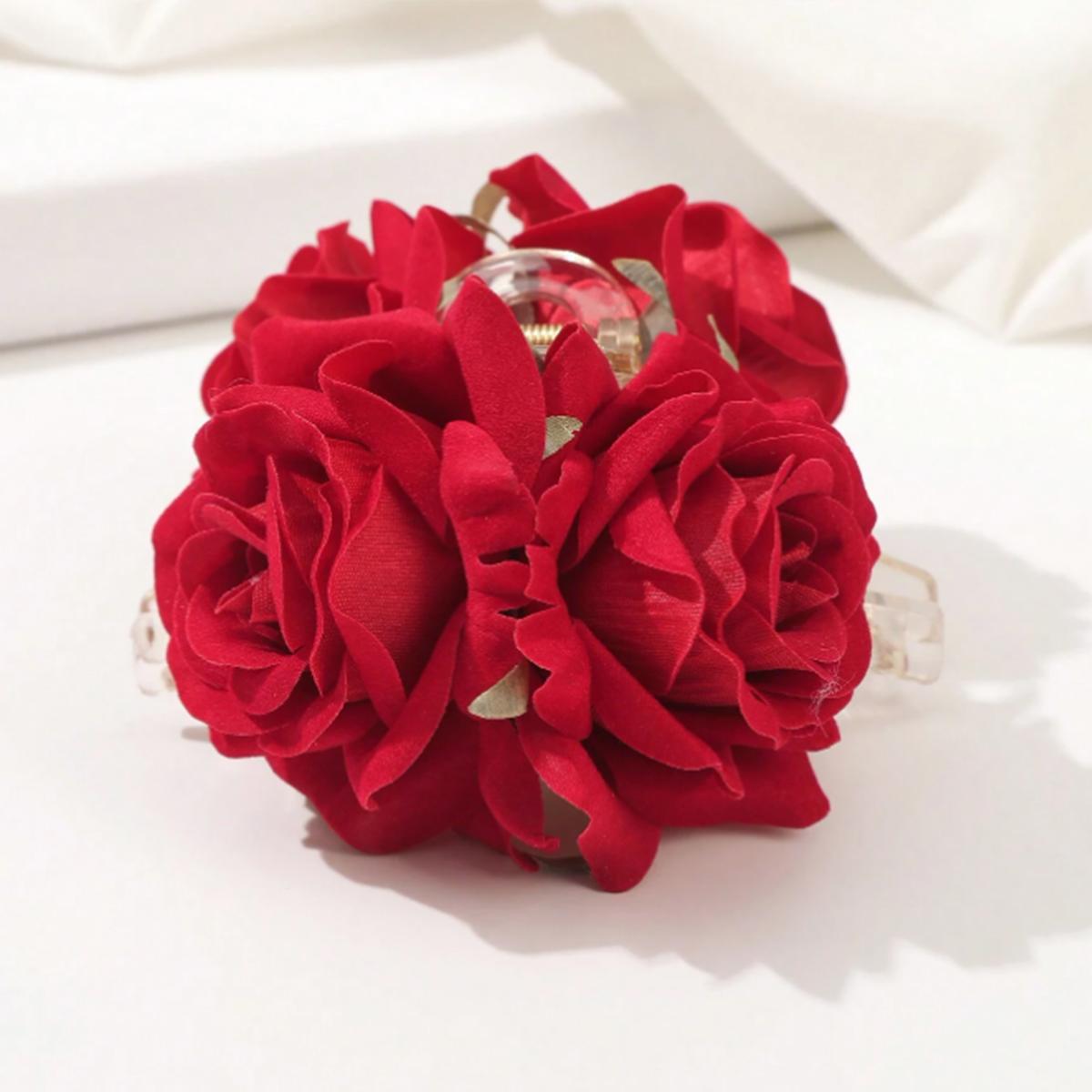 

1 шт. женская романтичная и элегантная большая заколка для волос из бархатной розы, на День святого Валентина, свадебный головной убор, подходит для тонких и густых волос