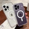 Crystal Transparent For Magsafe Magnetic Wireless Charge Case For iPhone 16 15 14 13 12 11 Pro Max Fundas Hard Acryli Back Cover