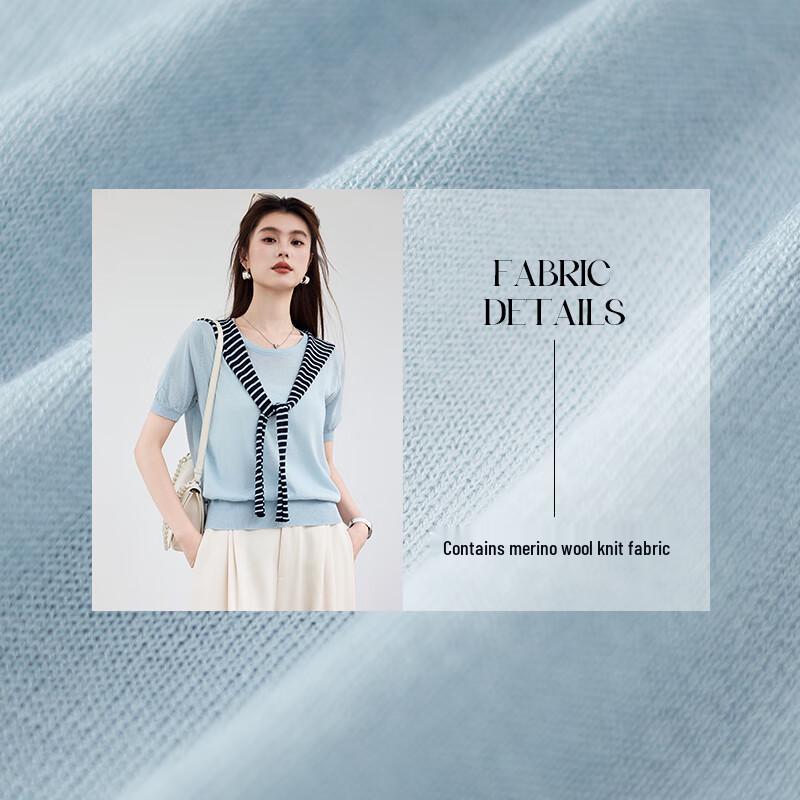 VICTORIA&VERA Women's Striped Shawl Hooded Faux Two-Piece Knit Top