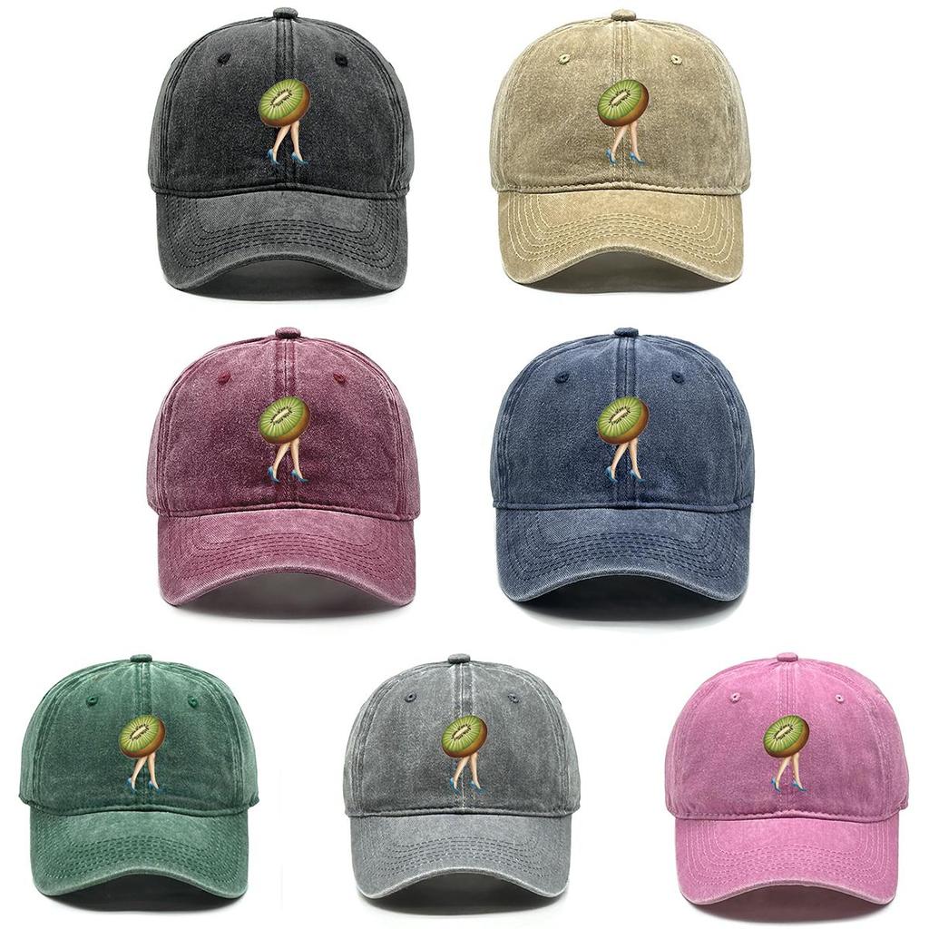 Kiwi Fruit High Heels Print Adjustable Sun Hat, Fruit Trucker Hat Headwear Unisex Simple Cotton Snapback Baseball Cap