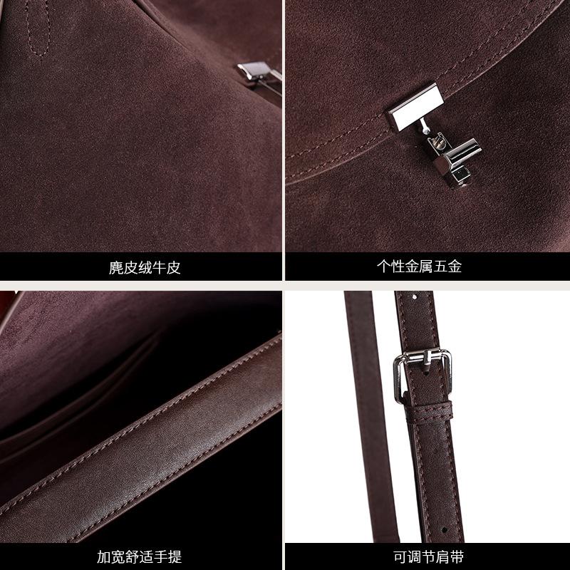 Nischen Design Winter Neu Große Kapazität Pendler Retro Vielseitig Wildleder Leder Einzelne Schulter Echtes Leder Handtasche Umhängetasche