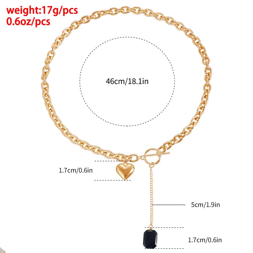 Metal Coarse Aluminum Chain Tassel Love Pendant Necklace Ornament Ot Buckle Creative Simple Versatile Necklace Ladies