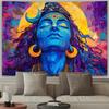 Abstract Shiva Wall Hanging with Meditative Pose, Om Symbol, and Golden Sun Halo
