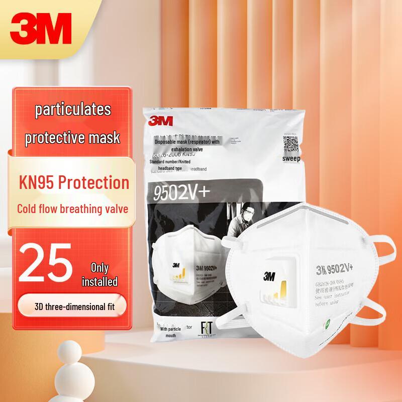3M KN95 9502V Head-Mounted Dust Mask (25-Count) Standard