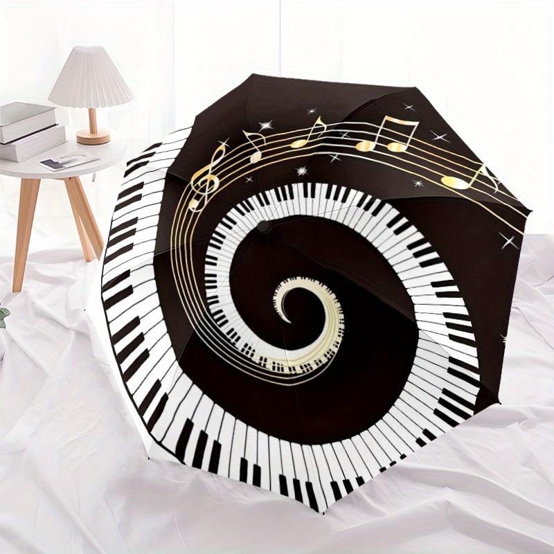 

Musical Note 3 Automatic Umbrella - One-Touch Opening, Portable & Foldable, 8-Rib Design with Vibrant Musical Notes & Stars, D (as the picture,Iron&8K)