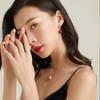S925 Sterling Silver Purple Gold Cinnabar Dangle Earrings - Ancient Style Red Studs for Women