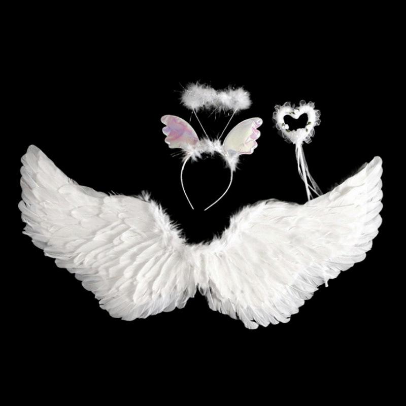 Peng Ge Angel & Swallow Wings: White Feather Wings for Children & Adults - Ideal for Bride, Flower Girl, or Costume Performances.
