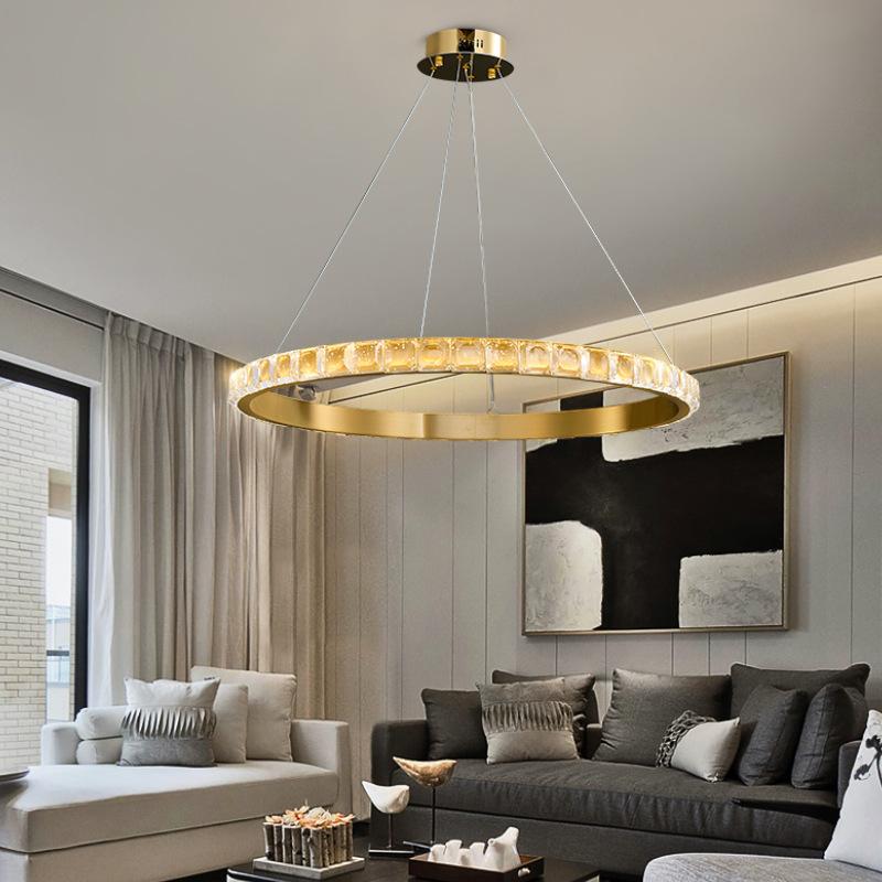 New Ring Crystal Chandelier Lamp Modern Minimalist Creative Luxury Bedroom Chandelier for Dining Room LED Crystal Pendant Lights