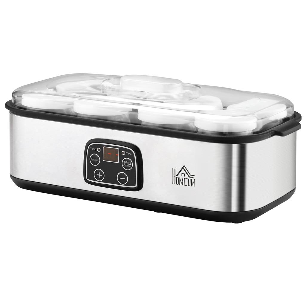 Joghurtbereiter, Griechischer Joghurtbereiter mit Deckel, 8 BPA-freie Glas-Innenbehälter à 180 ml, Joghurtbereiter mit LCD-Display-Timer