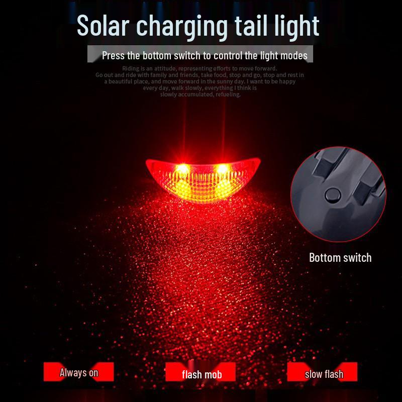 Solar-Powered Bicycle Taillight - Bright LED Flashing Lights for Night Riding & Mountain Biking