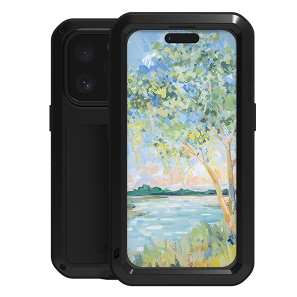 LOVE MEI For iPhone 16 Pro Max Case Tempered Glass Screen Protector Metal+Silicone Phone Cover