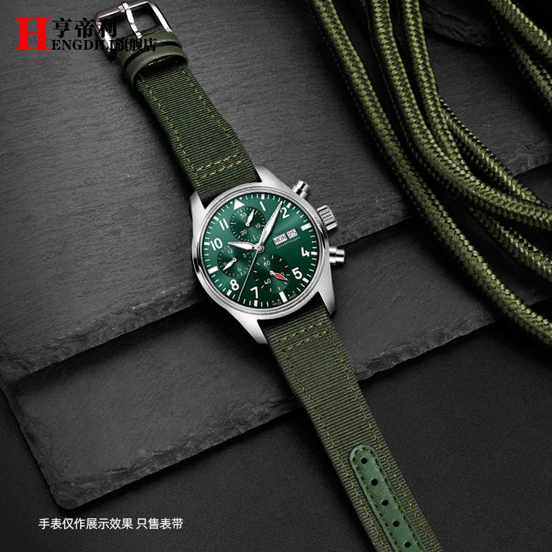 20mm 21mm Men's Bracelet For IWC Mark Nylon +cowhide Leather Watch Strap Pilot Prince Bertolo Portugal Folding Buckle Watchband