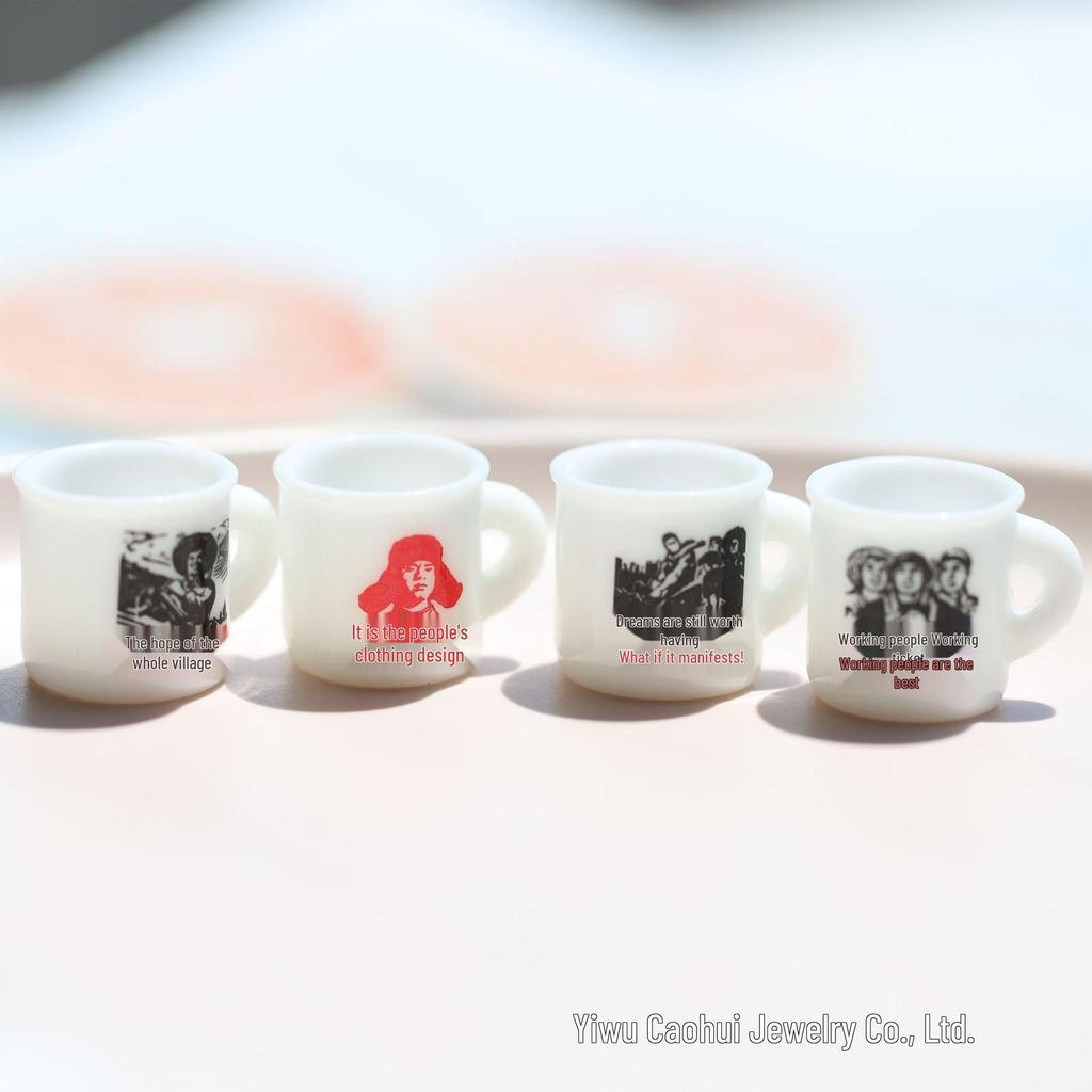 Mini People Simulation Enamel Mug Ornament: DIY Resin Jewelry Craft Material for Dollhouses