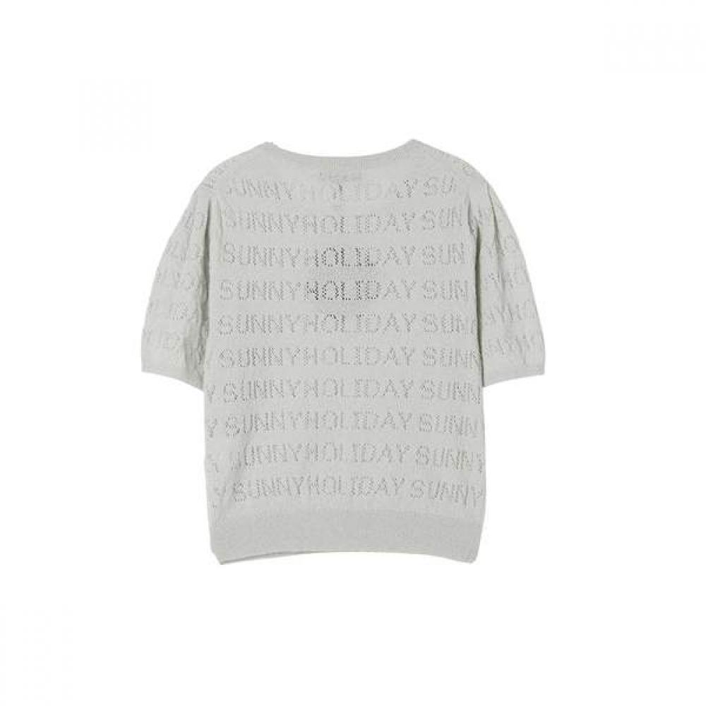 Lap  Set  Lettering Punching Short Sleeve Knit As2kh463
