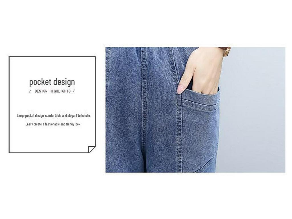 2026 New Women's High Waist Mom Jeans - Spring/Summer Slimming Harem Carrot Pants for Middle-Aged - Cropped Straight Leg