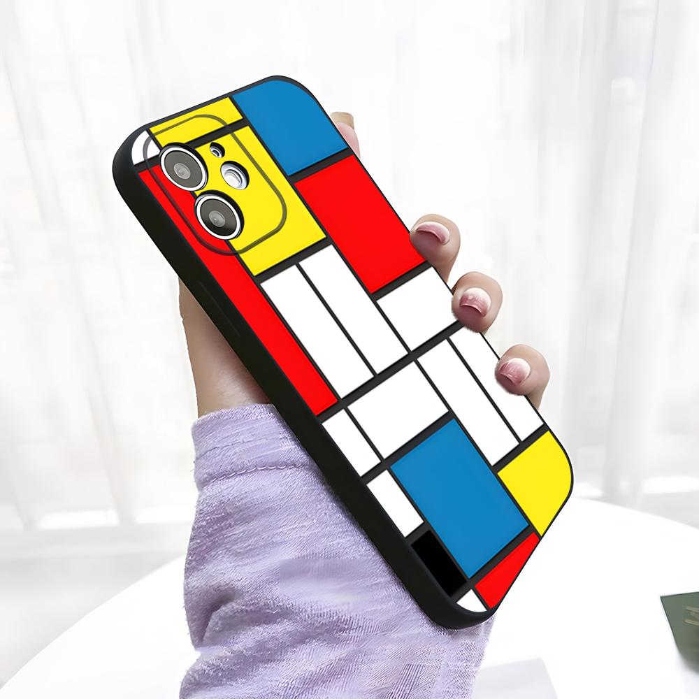 

Pattern Abstract Piet Mondrian Phone Case For IPhone 17 Pro Max 15 Pro 16 14 Plus 12 13 Mini 11 Pro Shockproof Soft Cover iPhone13 Pro