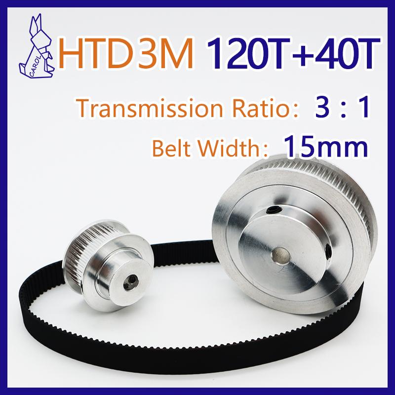 120Teeth 40Teeth HTD 3M Belt Pulley Gear Set Pulley Kit 3M 120T 40T Synchronous Wheel Set 3M Belt Width 15mm HTD3M Timing Pulley 120T Bore 8mm