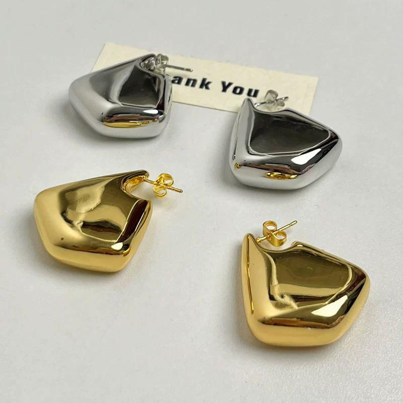 Vintage Ins Style Geometric Triangle Smooth Earrings New Punk Fashion Earrings Studs Women's Party Jewelry Accessories