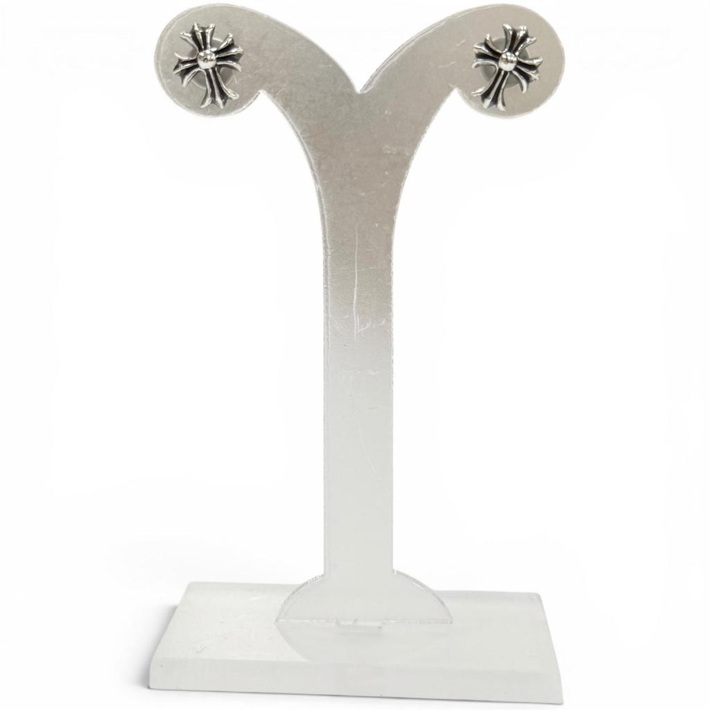 Great CHROME HEARTS Pierce No.2 CH CRS FAT CH Cross Fat Stud Set of 2 Silver 925 Used