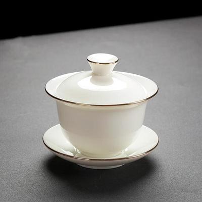 HANDUNYOU Keramik-Gaiwan mit Goldrand