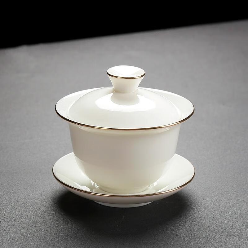 HANDUNYOU Gold-Trimmed Ceramic Gaiwan