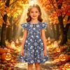 Kids Halloween Printed Dress with Sleeve Casual Party Dress for Girls