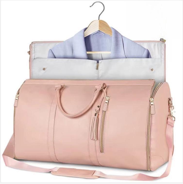 Large Foldable All-Black Travel Handbag for Women – Multifunctional Gym, Suit, and Luggage Bag