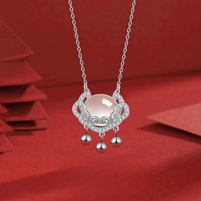 Collier S999 Argent Pur Verrou de Sécurité Xiangyun Féminin Verrou de Longévité Design Minoritaire de Luxe Léger