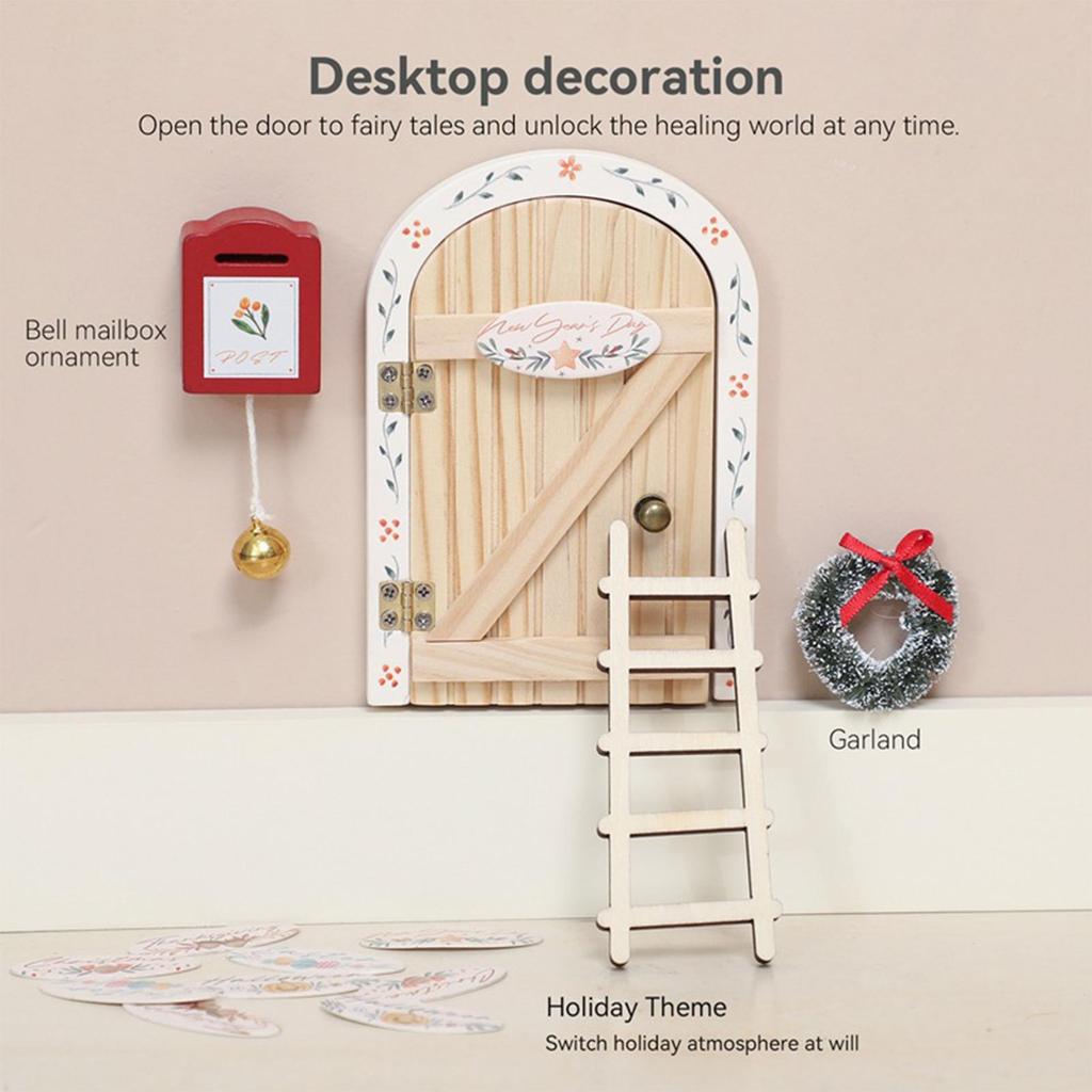 Fairy Garden Door Christmas Miniature Home Decor Small Garden Ornament Doll House Kit For Playroom Living Room Classroom Table