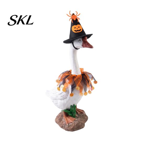 Goose Outfit with Pumpkins 1 Set Halloween Outfit, Lawn Festive Clothes Pumpkin Spider Pointed Costume Elements Hat, Porch for 23 Inch Statue Outdoor