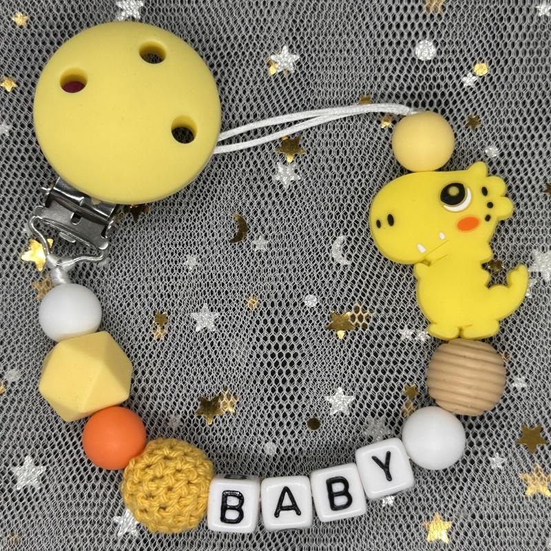 Free Personalised BPA Free Silicone Baad Dummy DIY Silicone Baby Pacifier Custom Clip Name Colorful Pacifier Chain Teething Gift