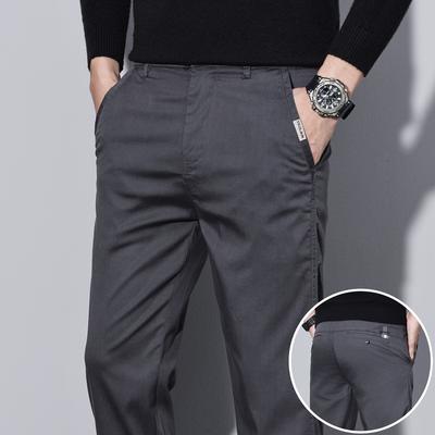 Autumn and Winter New Casual Pants Men's Straight Trend Medium and Thick Elastic Light Business Slim and Thin Pants