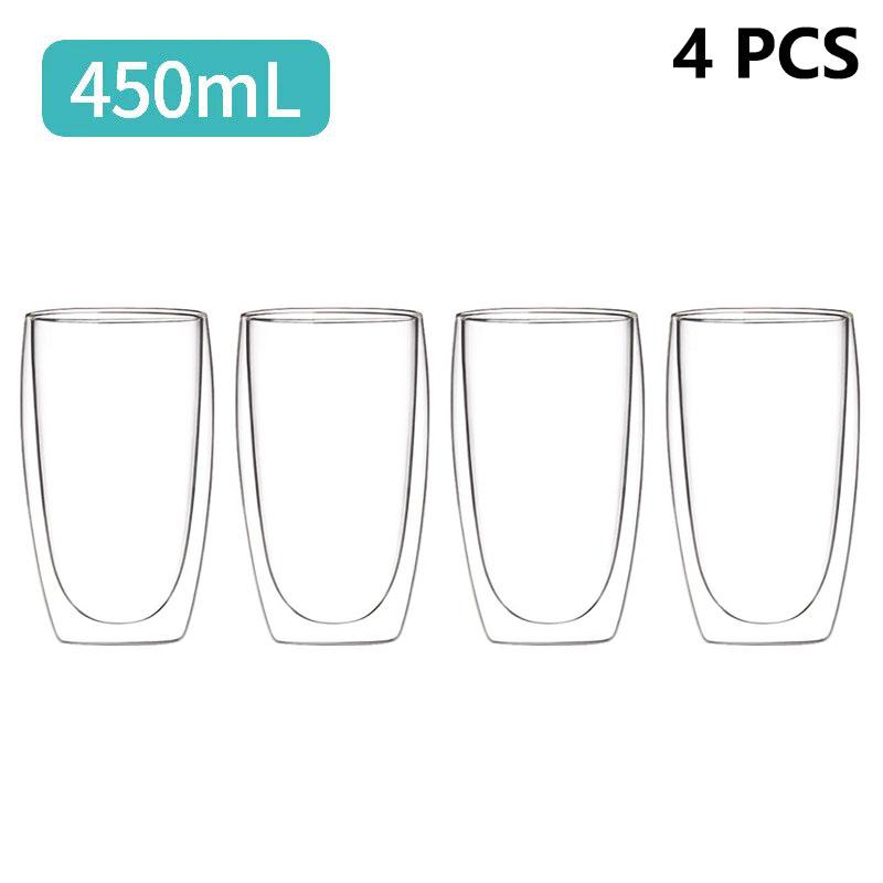 Transparent Glass Coffee Cup Milk Whiskey Tea Beer Double Creative Heat Resistant Cocktail Vodka Wine Mug Tumbler Drinkware Gift