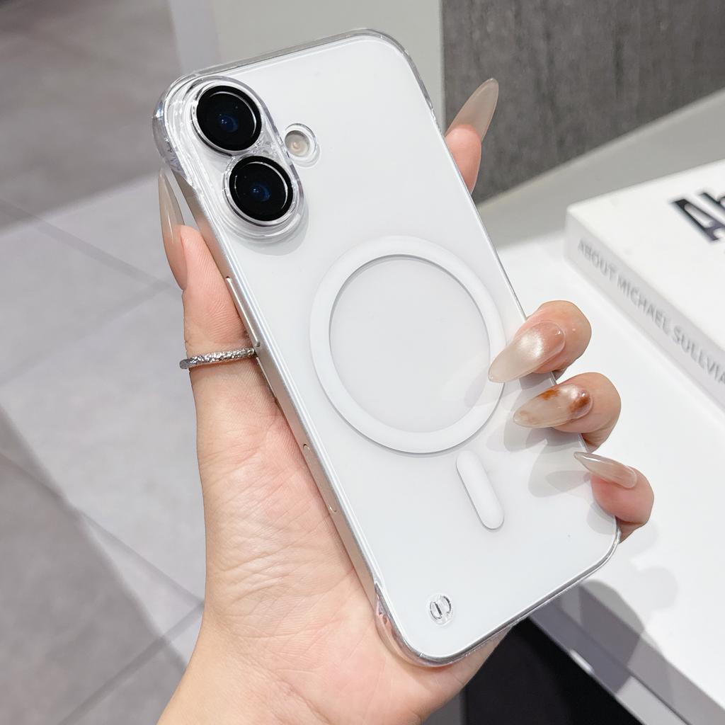 Frameless Clear PC Magnet For Magsafe Case For iPhone 17 Air 16 15 14 Plus 13 12 11 Pro Max Ultra-Thin Glass Lens Protect Cover