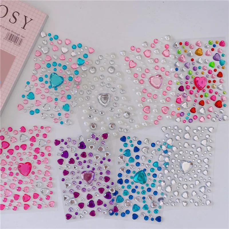 3D Stereo Strass Scrapbook Journal Sticker Glanzend Hart DIY Decor Sticker voor Meisje Koreaanse Mode Sticker Studentenbenodigdheden