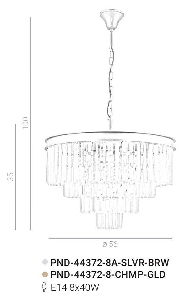 Lampada a sospensione Verdes PND-44372-8A-SLVR-BRW Italux