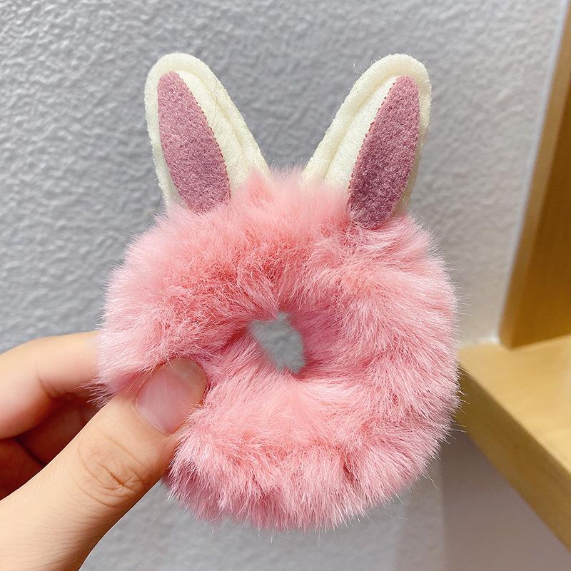 

Модная зимняя розовая плюшевая веревка для волос для женщин и девочек, милая эластичная повязка на голову, резинка для волос, петля для волос, аксессуары для волос