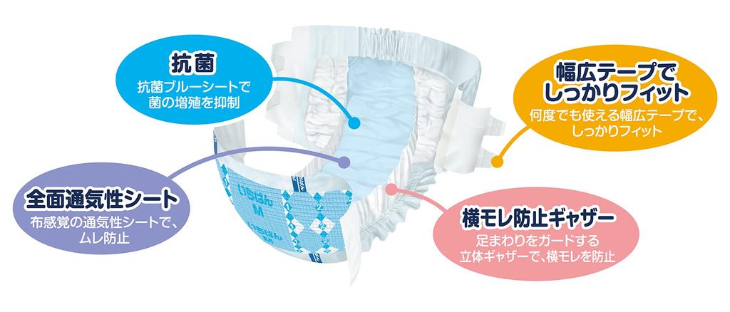 Ichiban Wide Fit 20 Count For Those Who Spend Most of Their Time Tape-on Type, Medium, [ADL Category Sleeping]