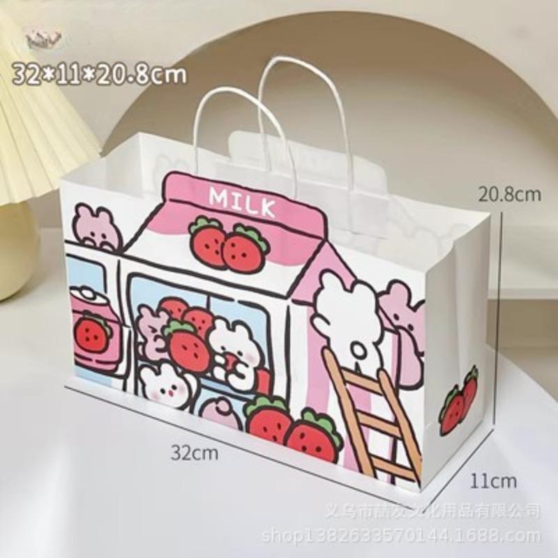 

Подарочная сумка с рисунком, сумка-тоут, подарочная сумка на день рождения для подруги, большая сумка для детского сада Milk rabbit/2PCS