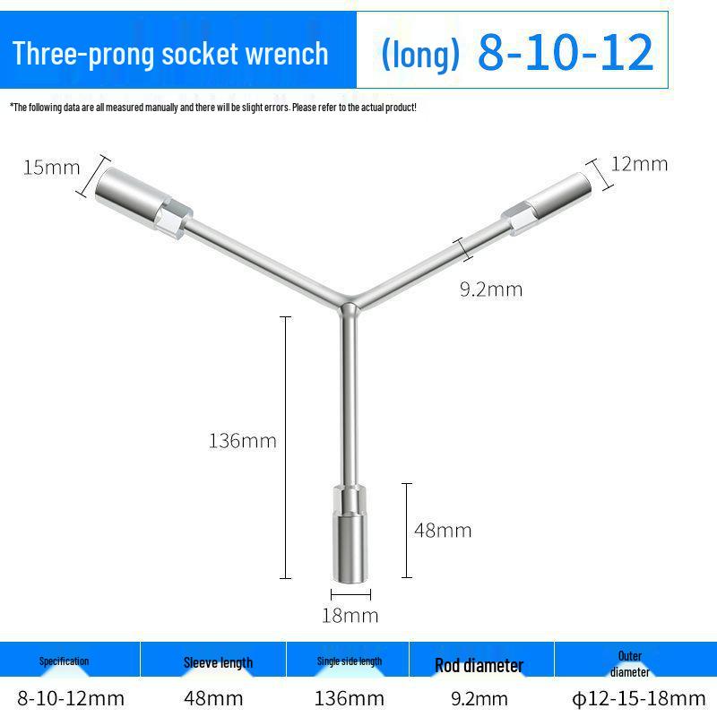 Dreifach erweiterbarer Multifunktions-Y-Steckschlüsselschlüssel für Motorrad- & Autoreparatur