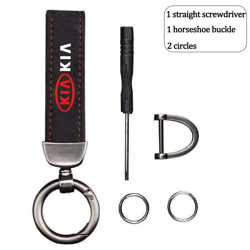BQTT3 Car Key Chain Black Leather Keyring Pendant Car Interior For Kia Sportage Ceed Picanto Rio ProCeed Niro Morning K7 K5 K8 Ray K9