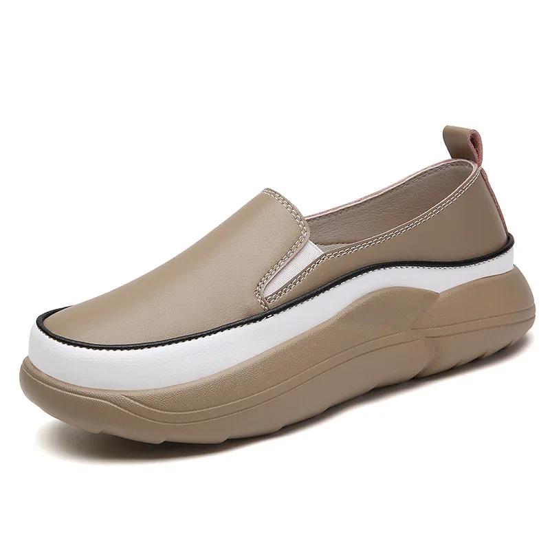 Mocassins Décontractés à Enfiler pour Dames Chaussures de Marche Douces Antidérapantes pour Maman Compensées Rétro Mode Printemps Chaussures Plateformes Femmes Semelles Épaisses