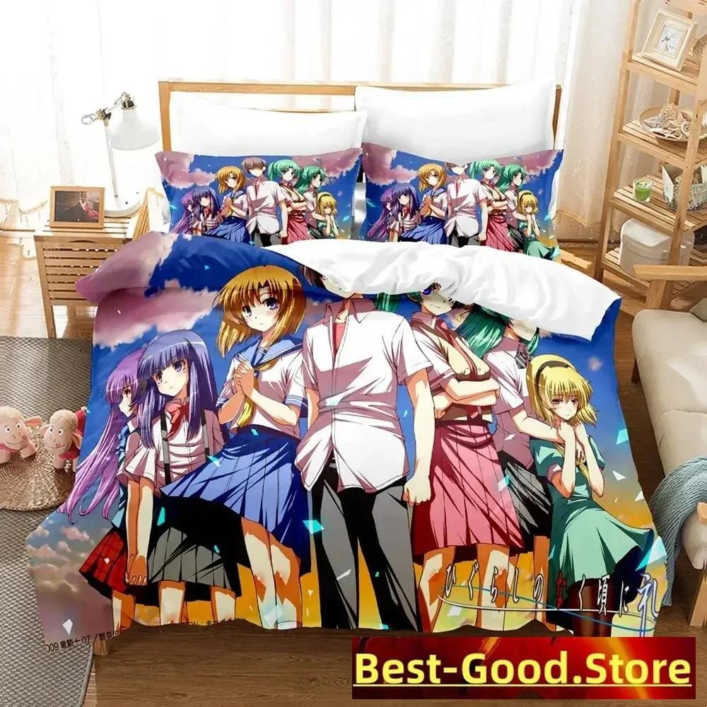 Higurashi no Naku Koro Ni Bedding Set Printed Bed Set With Pillowcase Duvet Cover Soft Single Double Queen Super King Size